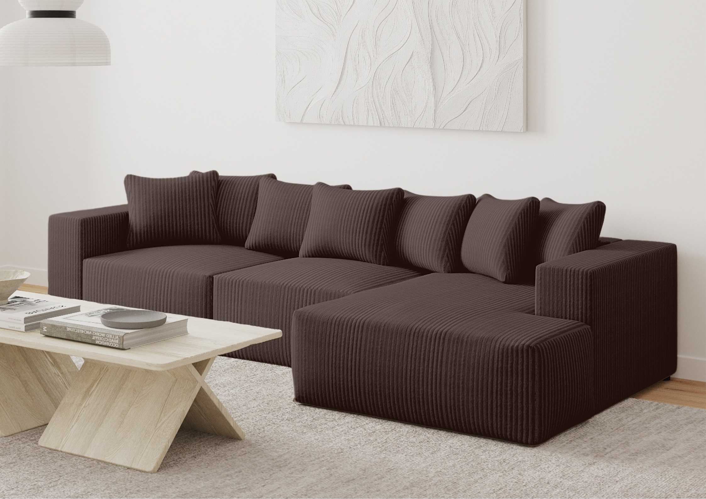 Narożnik loft rozkładany z funkcją spania kolor brązowy